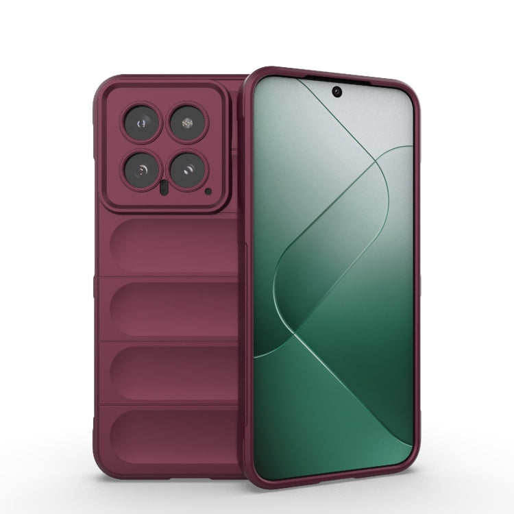 For Xiaomi 14 5G Magic Shield TPU + Flannel Phone Case(Wine Red) - 14 Cases by PMC Jewellery | Online Shopping South Africa | PMC Jewellery | Buy Now Pay Later Mobicred