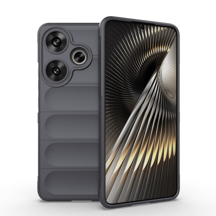 For Xiaomi Redmi Turbo 3 5G Magic Shield TPU + Flannel Phone Case(Dark Grey) - Xiaomi Cases by PMC TechLife | Online Shopping South Africa | PMC TechLife | Buy Now Pay Later Mobicred