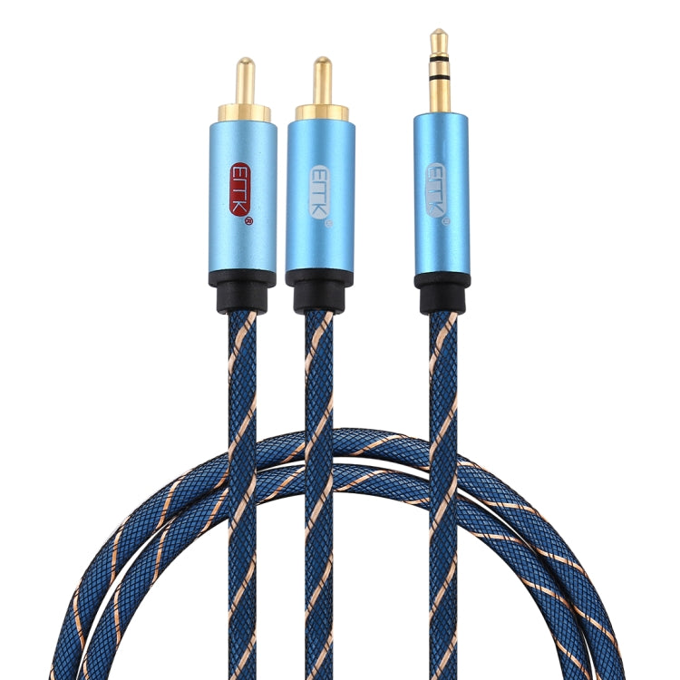 EMK 3.5mm Jack Male to 2 x RCA Male Gold Plated Connector Speaker Audio Cable, Cable Length:1m(Dark Blue) - Audio Optical Cables by EMK | Online Shopping South Africa | PMC Jewellery | Buy Now Pay Later Mobicred