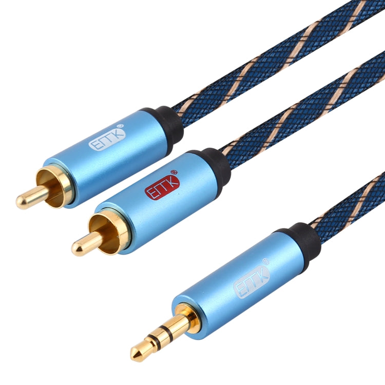 EMK 3.5mm Jack Male to 2 x RCA Male Gold Plated Connector Speaker Audio Cable, Cable Length:3m(Dark Blue) - free shipping - PMC Jewellery - Order now!
