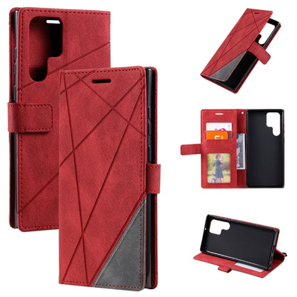 For Samsung Galaxy S24 Ultra 5G Skin Feel Splicing Leather Phone Case(Red) - Galaxy S24 Ultra 5G Cases by PMC Jewellery | Online Shopping South Africa | PMC Jewellery