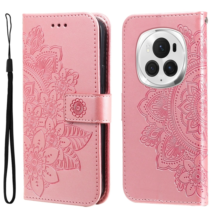 For Honor Magic6 Pro Seven-petal Flowers Embossing Leather Phone Case(Rose Gold) - Honor Cases by PMC Jewellery | Online Shopping South Africa | PMC Jewellery | Buy Now Pay Later Mobicred