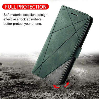 For Xiaomi Redmi 13C Skin Feel Splicing Leather Phone Case(Green) - 13C Cases by PMC Jewellery | Online Shopping South Africa | PMC Jewellery