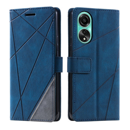 For OPPO A58 4G Skin Feel Splicing Leather Phone Case(Blue) - OPPO Cases by PMC Jewellery | Online Shopping South Africa | PMC Jewellery