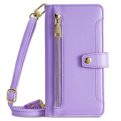 For Honor Magic6 Pro 5G Sheep Texture Cross-body Zipper Wallet Leather Phone Case(Purple) - Honor Cases by PMC Jewellery | Online Shopping South Africa | PMC Jewellery | Buy Now Pay Later Mobicred