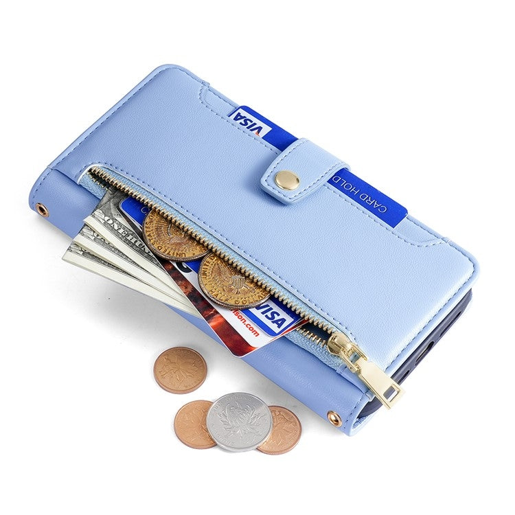 For Honor Magic6 5G Sheep Texture Cross-body Zipper Wallet Leather Phone Case(Blue) - Honor Cases by PMC TechLife | Online Shopping South Africa | PMC TechLife | Buy Now Pay Later Mobicred