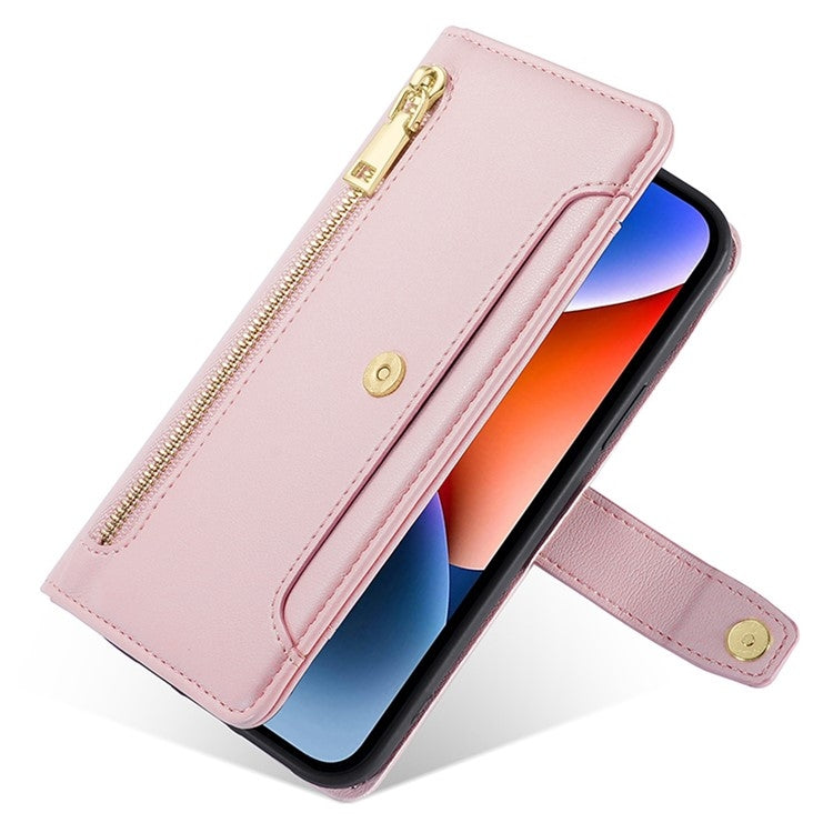 For Honor 200 5G Sheep Texture Cross-body Zipper Wallet Leather Phone Case(Pink) - Honor Cases by PMC TechLife | Online Shopping South Africa | PMC TechLife | Buy Now Pay Later Mobicred