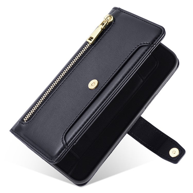 For Honor 200 Pro 5G Sheep Texture Cross-body Zipper Wallet Leather Phone Case(Black) - Honor Cases by PMC TechLife | Online Shopping South Africa | PMC TechLife | Buy Now Pay Later Mobicred