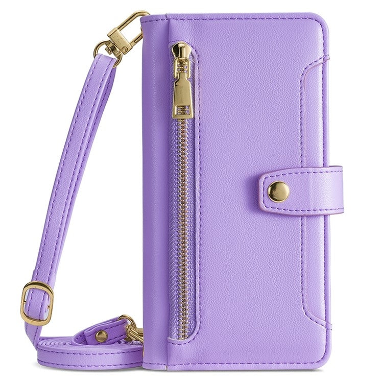 For Samsung Galaxy S24 Ultra 5G Sheep Texture Cross-body Zipper Wallet Leather Phone Case(Purple) - Galaxy S24 Ultra 5G Cases by PMC Jewellery | Online Shopping South Africa | PMC Jewellery | Buy Now Pay Later Mobicred