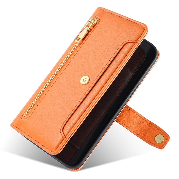 For OnePlus Nord CE 4 Lite 5G Sheep Texture Cross-body Zipper Wallet Leather Phone Case(Orange) - OnePlus Cases by PMC TechLife | Online Shopping South Africa | PMC TechLife | Buy Now Pay Later Mobicred