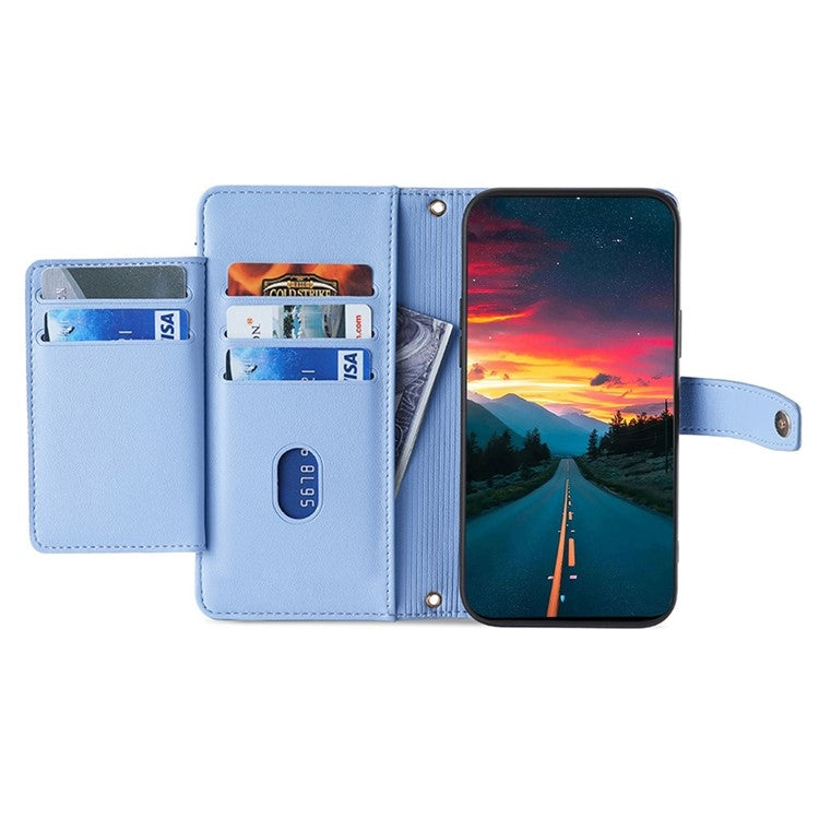 For OnePlus Nord CE 4 Lite 5G Sheep Texture Cross-body Zipper Wallet Leather Phone Case(Blue) - OnePlus Cases by PMC TechLife | Online Shopping South Africa | PMC TechLife | Buy Now Pay Later Mobicred
