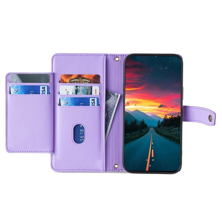 For OnePlus Nord CE 4 Lite 5G Sheep Texture Cross-body Zipper Wallet Leather Phone Case(Purple) - OnePlus Cases by PMC TechLife | Online Shopping South Africa | PMC TechLife | Buy Now Pay Later Mobicred