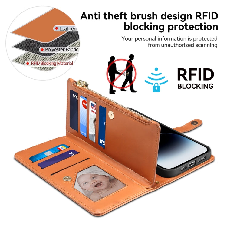 For Google Pixel 8 Pro ESEBLE Star Series Lanyard Zipper Wallet RFID Leather Case(Brown) - Google Cases by ESEBLE | Online Shopping South Africa | PMC TechLife | Buy Now Pay Later Mobicred