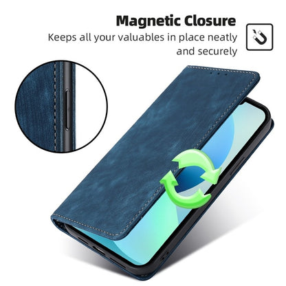 For Honor Magic6 Pro RFID Anti-theft Brush Magnetic Leather Phone Case(Blue) - Honor Cases by PMC Jewellery | Online Shopping South Africa | PMC Jewellery | Buy Now Pay Later Mobicred