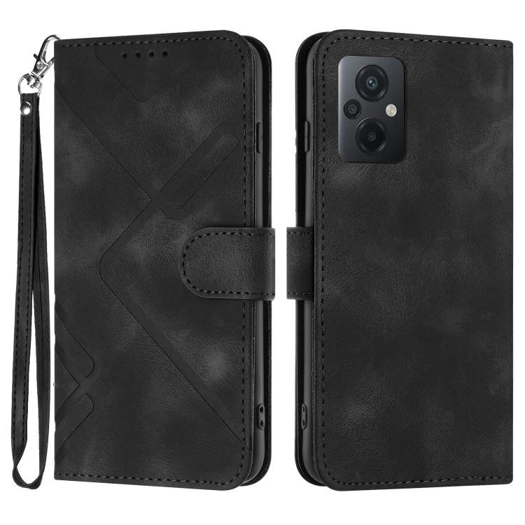 For Xiaomi Poco M5 Line Pattern Skin Feel Leather Phone Case(Black) - Xiaomi Cases by PMC Jewellery | Online Shopping South Africa | PMC Jewellery | Buy Now Pay Later Mobicred