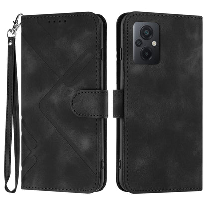 For Xiaomi Poco M5 Line Pattern Skin Feel Leather Phone Case(Black) - Xiaomi Cases by PMC Jewellery | Online Shopping South Africa | PMC Jewellery | Buy Now Pay Later Mobicred