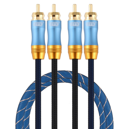 EMK 2 x RCA Male to 2 x RCA Male Gold Plated Connector Nylon Braid Coaxial Audio Cable for TV / Amplifier / Home Theater / DVD, Cable Length:1m(Dark Blue) - Audio Optical Cables by EMK | Online Shopping South Africa | PMC Jewellery | Buy Now Pay Later Mobicred