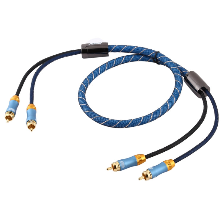 EMK 2 x RCA Male to 2 x RCA Male Gold Plated Connector Nylon Braid Coaxial Audio Cable for TV / Amplifier / Home Theater / DVD, Cable Length:1m(Dark Blue) - Audio Optical Cables by EMK | Online Shopping South Africa | PMC Jewellery | Buy Now Pay Later Mobicred