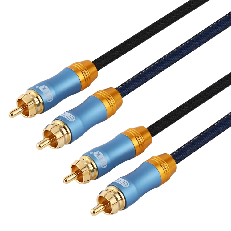 EMK 2 x RCA Male to 2 x RCA Male Gold Plated Connector Nylon Braid Coaxial Audio Cable for TV / Amplifier / Home Theater / DVD, Cable Length:3m(Dark Blue) - free shipping - PMC Jewellery - Order now!