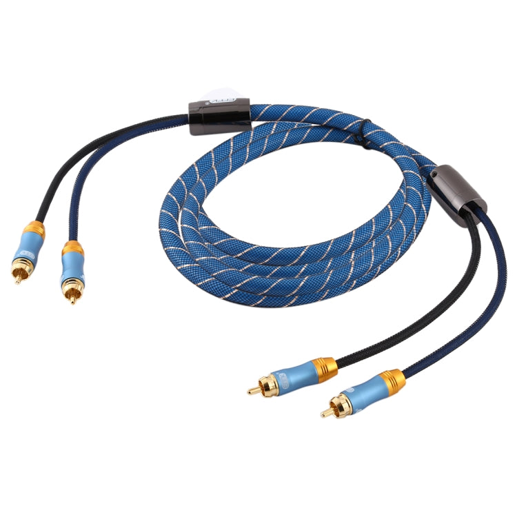 EMK 2 x RCA Male to 2 x RCA Male Gold Plated Connector Nylon Braid Coaxial Audio Cable for TV / Amplifier / Home Theater / DVD, Cable Length:3m(Dark Blue) - free shipping - PMC Jewellery - Order now!