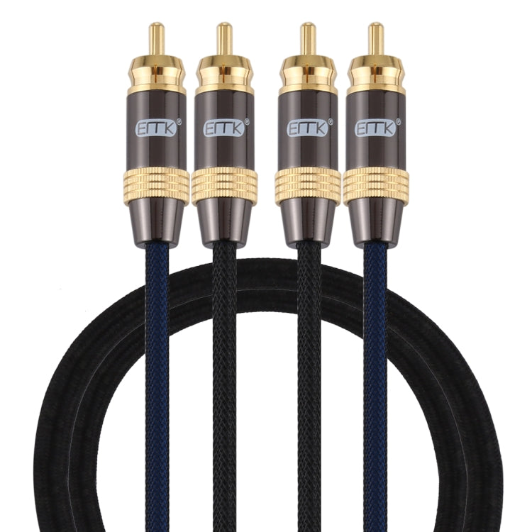 EMK 2 x RCA Male to 2 x RCA Male Gold Plated Connector Nylon Braid Coaxial Audio Cable for TV / Amplifier / Home Theater / DVD, Cable Length:1m(Black) - free shipping - PMC Jewellery - Order now!