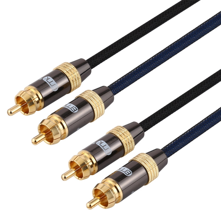 EMK 2 x RCA Male to 2 x RCA Male Gold Plated Connector Nylon Braid Coaxial Audio Cable for TV / Amplifier / Home Theater / DVD, Cable Length:1m(Black) - free shipping - PMC Jewellery - Order now!