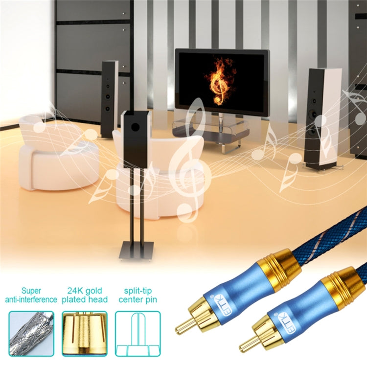 EMK 2 x RCA Male to 2 x RCA Male Gold Plated Connector Nylon Braid Coaxial Audio Cable for TV / Amplifier / Home Theater / DVD, Cable Length:1m(Black) - free shipping - PMC Jewellery - Order now!