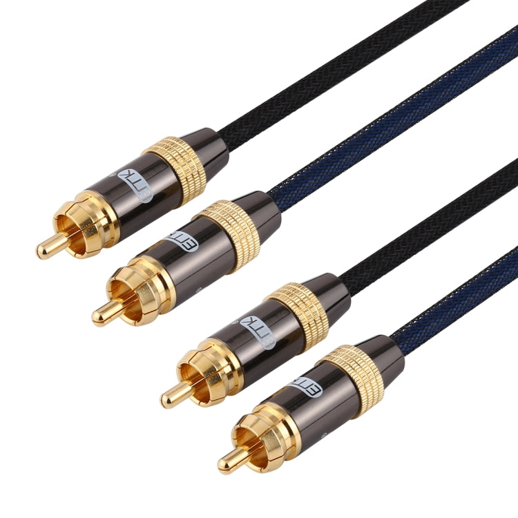 EMK 2 x RCA Male to 2 x RCA Male Gold Plated Connector Nylon Braid Coaxial Audio Cable for TV / Amplifier / Home Theater / DVD, Cable Length:1.5m(Black) - free shipping - PMC Jewellery - Order now!