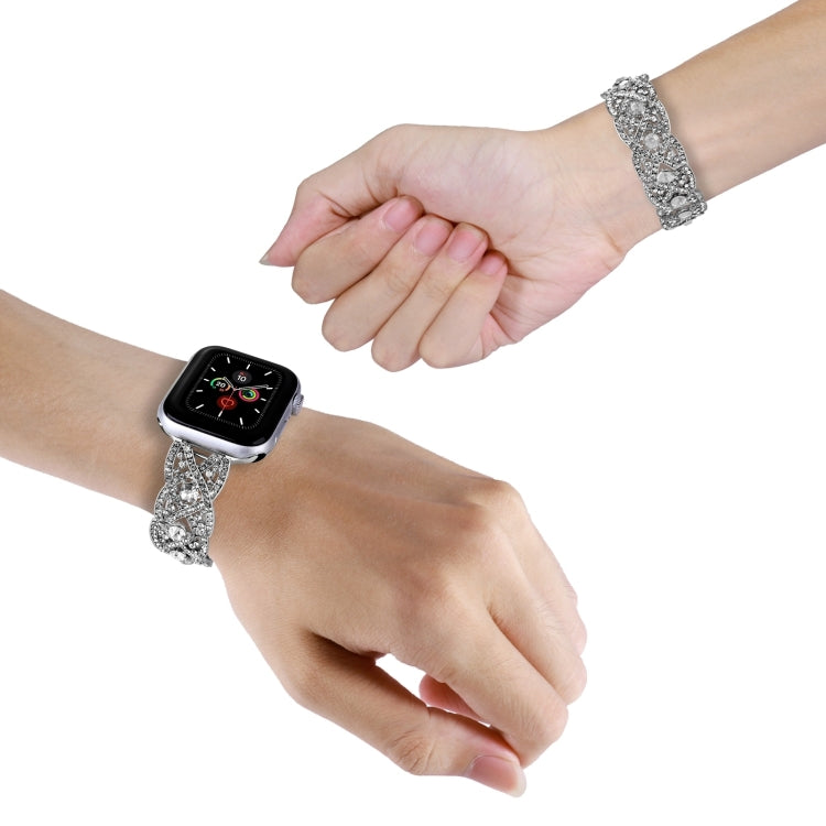 Diamonds Twist Metal Watch Band For Apple Watch Series 10 46mm(Silver) - free shipping - PMC TechLife - Order now!