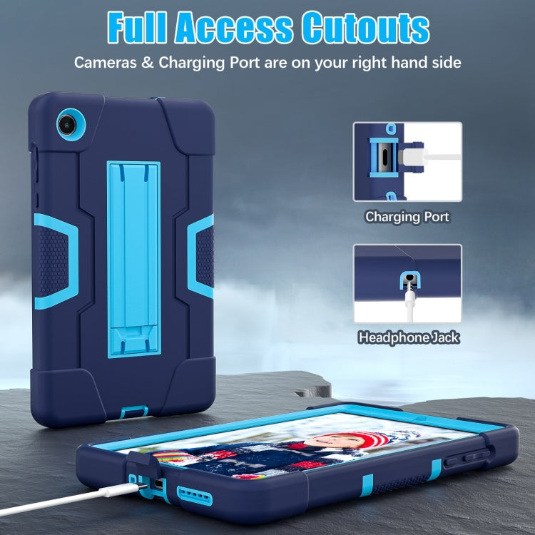 For Lenovo Tab M8 4th Gen Contrast Color Silicone Hybrid PC Tablet Case with Holder(Navy Blue) - Lenovo by PMC TechLife | Online Shopping South Africa | PMC TechLife | Buy Now Pay Later Mobicred
