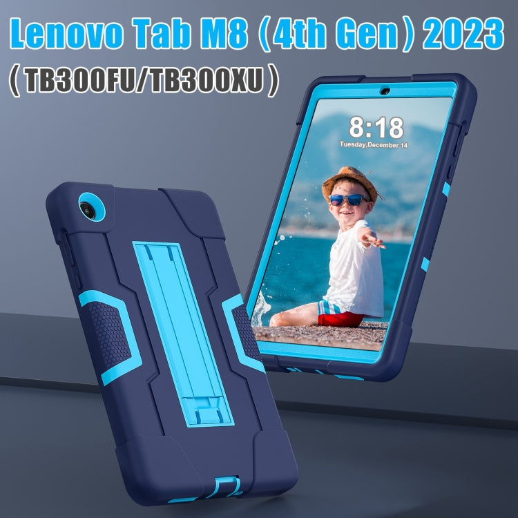 For Lenovo Tab M8 4th Gen Contrast Color Silicone Hybrid PC Tablet Case with Holder(Navy Blue) - Lenovo by PMC TechLife | Online Shopping South Africa | PMC TechLife | Buy Now Pay Later Mobicred