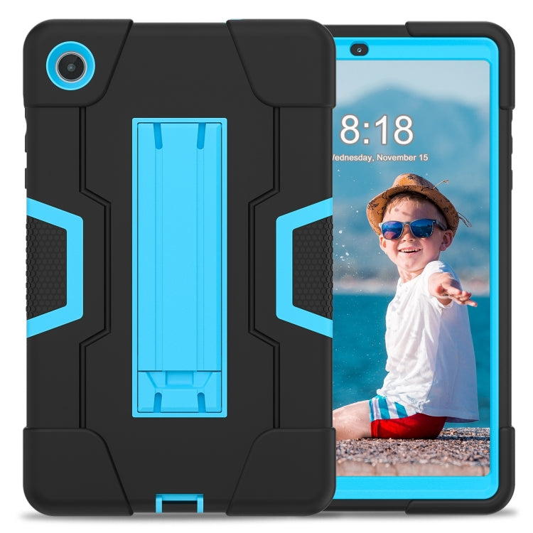 For Lenovo Tab M8 4th Gen Contrast Color Silicone Hybrid PC Tablet Case with Holder(Black Blue) - Lenovo by PMC TechLife | Online Shopping South Africa | PMC TechLife | Buy Now Pay Later Mobicred