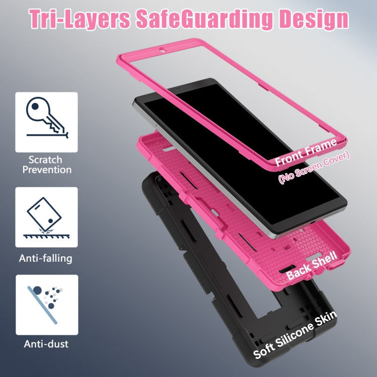 For Lenovo Tab M8 4th Gen Contrast Color Silicone Hybrid PC Tablet Case with Holder(Black Rose Red) - free shipping - PMC TechLife - Order now!