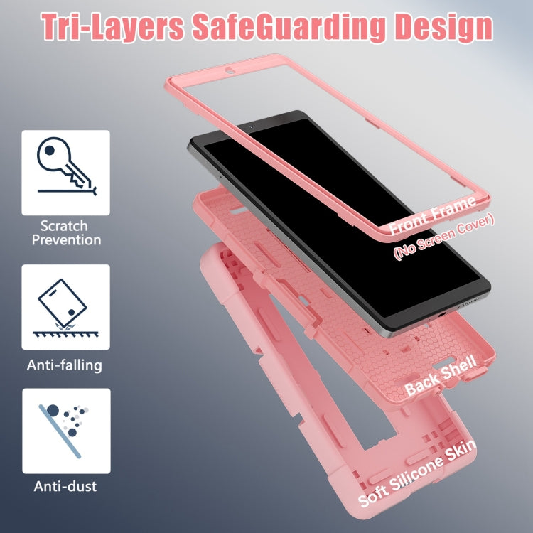 For Lenovo Tab M8 4th Gen Contrast Color Silicone Hybrid PC Tablet Case with Holder(Rose Gold) - Lenovo by PMC TechLife | Online Shopping South Africa | PMC TechLife | Buy Now Pay Later Mobicred
