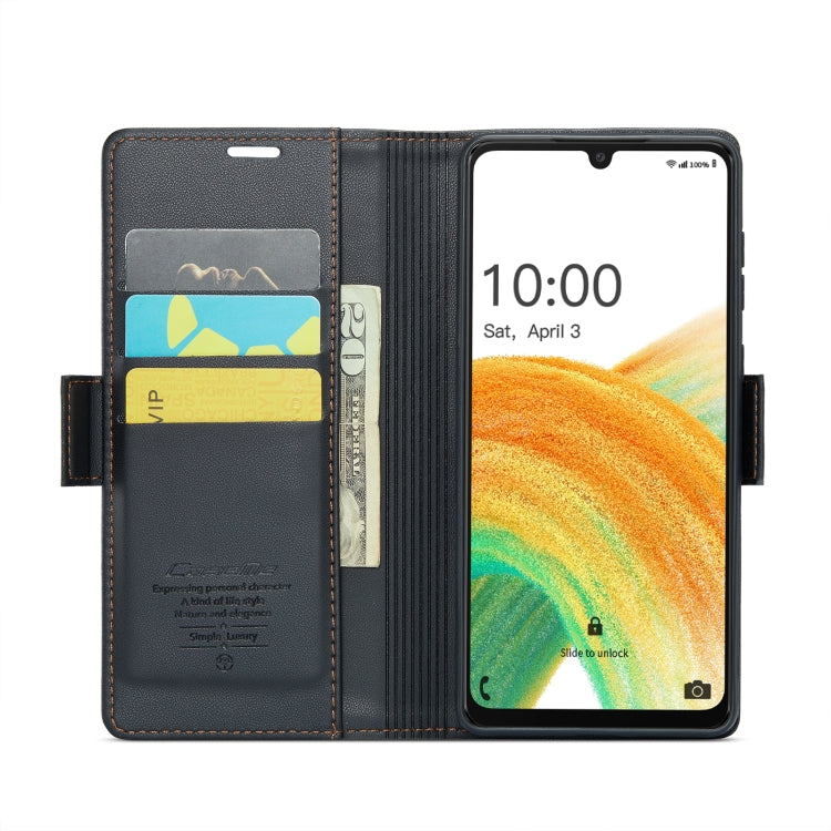 For Samsung Galaxy A33 5G CaseMe 023 Butterfly Buckle Litchi Texture RFID Anti-theft Leather Phone Case(Black) - free shipping - PMC TechLife - Order now!