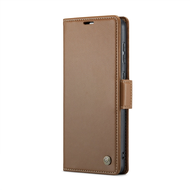 For Samsung Galaxy A33 5G CaseMe 023 Butterfly Buckle Litchi Texture RFID Anti-theft Leather Phone Case(Brown) - free shipping - PMC TechLife - Order now!