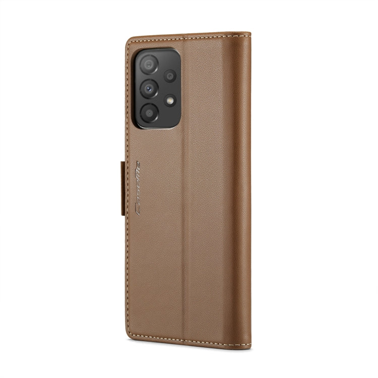 For Samsung Galaxy A33 5G CaseMe 023 Butterfly Buckle Litchi Texture RFID Anti-theft Leather Phone Case(Brown) - free shipping - PMC TechLife - Order now!