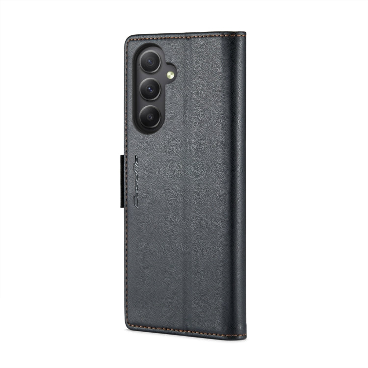 For Samsung Galaxy A34 5G CaseMe 023 Butterfly Buckle Litchi Texture RFID Anti-theft Leather Phone Case(Black) - free shipping - PMC TechLife - Order now!
