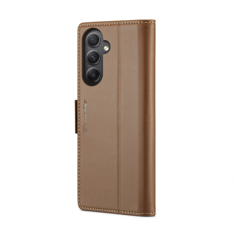 For Samsung Galaxy A34 5G CaseMe 023 Butterfly Buckle Litchi Texture RFID Anti-theft Leather Phone Case(Brown) - free shipping - PMC TechLife - Order now!
