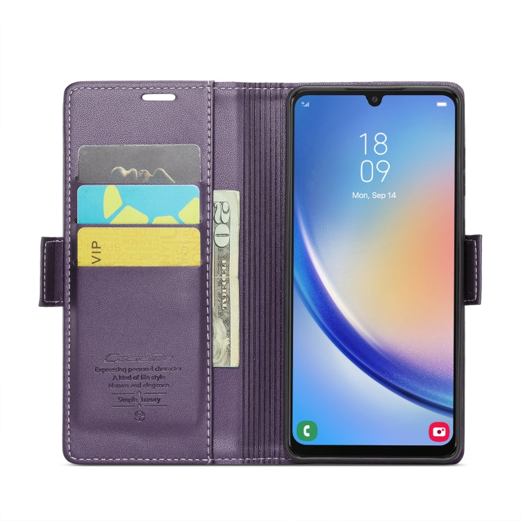 For Samsung Galaxy A34 5G CaseMe 023 Butterfly Buckle Litchi Texture RFID Anti-theft Leather Phone Case(Pearly Purple) - free shipping - PMC TechLife - Order now!