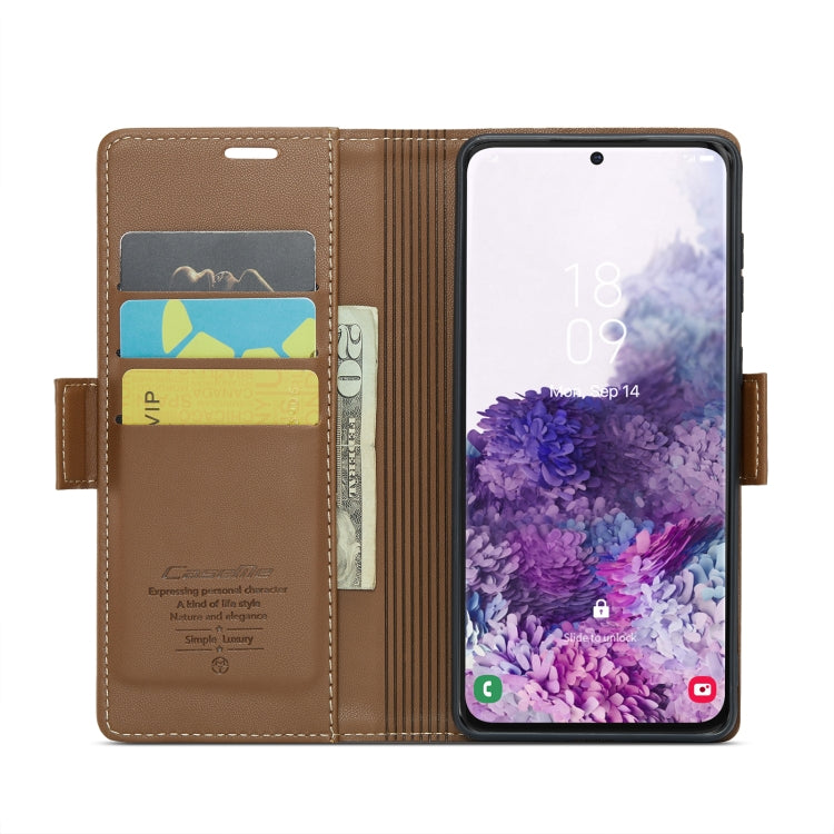 For Samsung Galaxy S20 CaseMe 023 Butterfly Buckle Litchi Texture RFID Anti-theft Leather Phone Case(Brown) - free shipping - PMC TechLife - Order now!