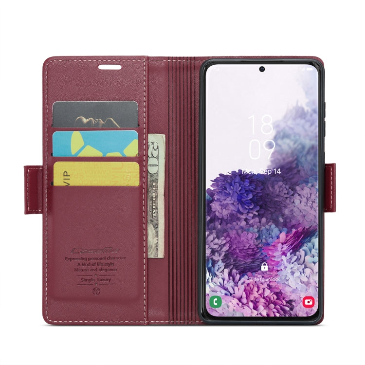 For Samsung Galaxy S20 CaseMe 023 Butterfly Buckle Litchi Texture RFID Anti-theft Leather Phone Case(Wine Red) - free shipping - PMC TechLife - Order now!