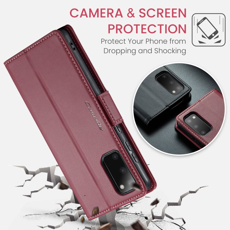 For Samsung Galaxy S20 CaseMe 023 Butterfly Buckle Litchi Texture RFID Anti-theft Leather Phone Case(Wine Red) - free shipping - PMC TechLife - Order now!