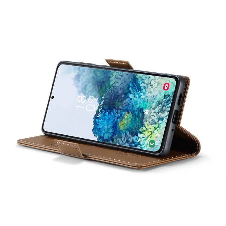 For Samsung Galaxy S20+ CaseMe 023 Butterfly Buckle Litchi Texture RFID Anti-theft Leather Phone Case(Brown) - free shipping - PMC TechLife - Order now!