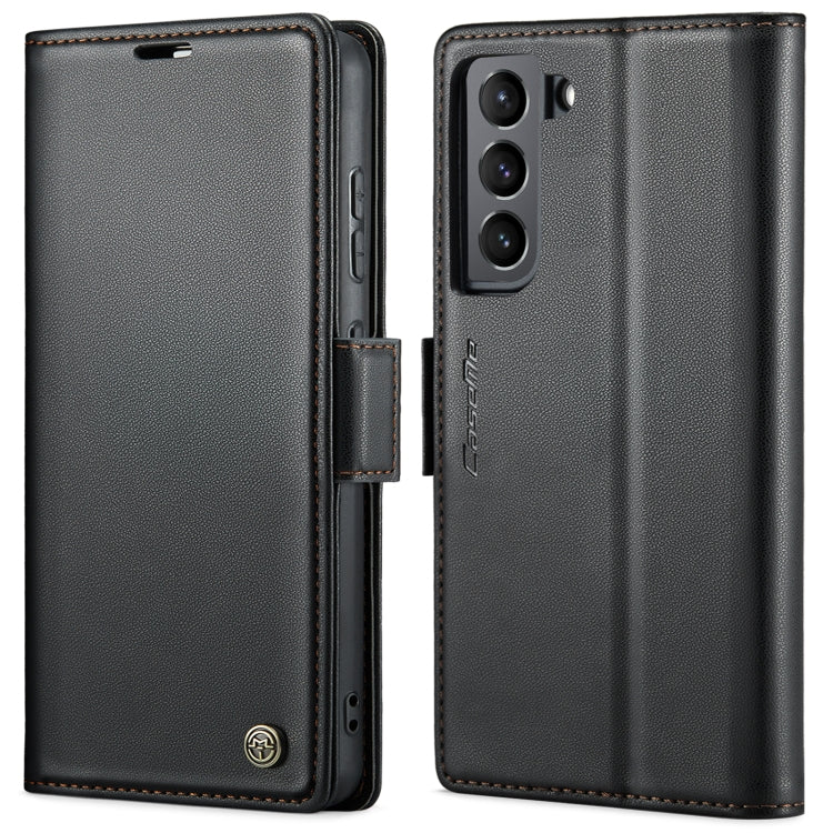 For Samsung Galaxy S22 5G CaseMe 023 Butterfly Buckle Litchi Texture RFID Anti-theft Leather Phone Case(Black) - free shipping - PMC TechLife - Order now!