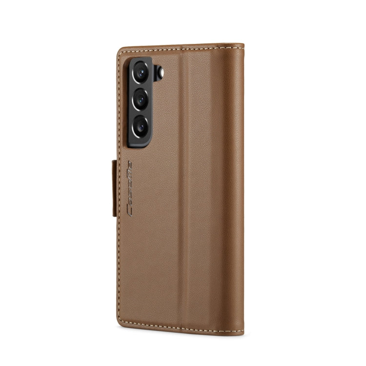 For Samsung Galaxy S22 5G CaseMe 023 Butterfly Buckle Litchi Texture RFID Anti-theft Leather Phone Case(Brown) - free shipping - PMC TechLife - Order now!