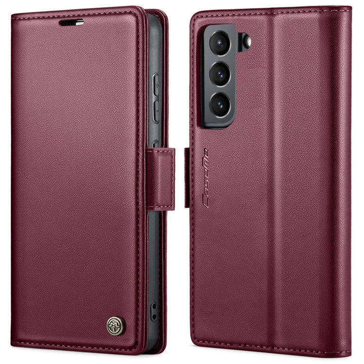 For Samsung Galaxy S22 5G CaseMe 023 Butterfly Buckle Litchi Texture RFID Anti-theft Leather Phone Case(Wine Red) - free shipping - PMC TechLife - Order now!
