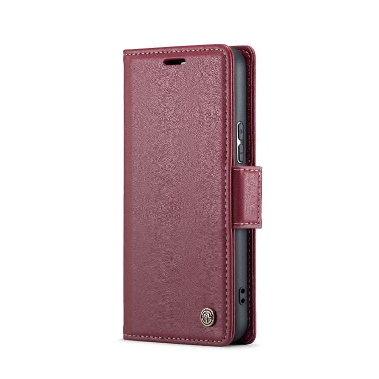 For Samsung Galaxy S22 5G CaseMe 023 Butterfly Buckle Litchi Texture RFID Anti-theft Leather Phone Case(Wine Red) - free shipping - PMC TechLife - Order now!