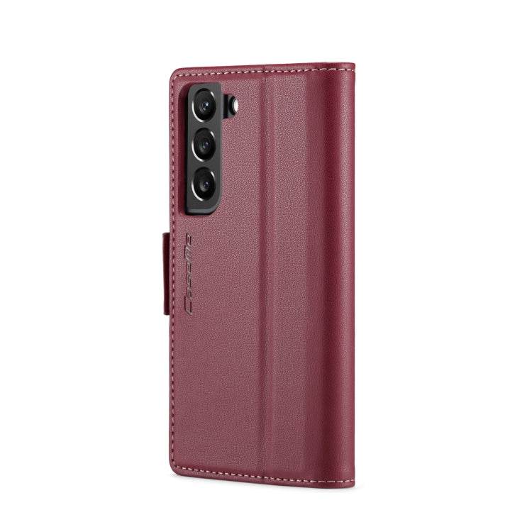 For Samsung Galaxy S22 5G CaseMe 023 Butterfly Buckle Litchi Texture RFID Anti-theft Leather Phone Case(Wine Red) - free shipping - PMC TechLife - Order now!