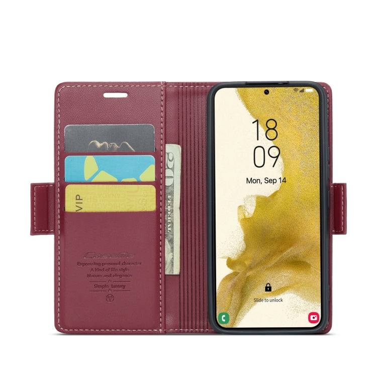 For Samsung Galaxy S22 5G CaseMe 023 Butterfly Buckle Litchi Texture RFID Anti-theft Leather Phone Case(Wine Red) - free shipping - PMC TechLife - Order now!